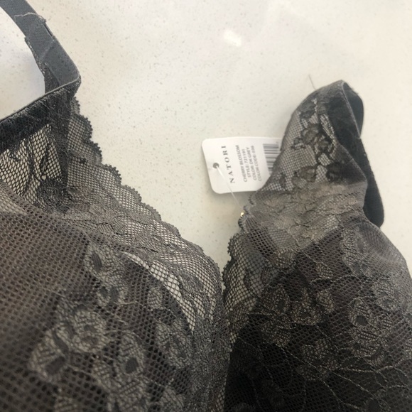 NATORI CHERRY BLOSSOM CONVERTIBLE lace BRA dark grey - Picture 5 of 5